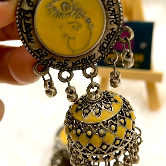 panigh Jewelry - oxidised hand-painted beautiful jhumkas